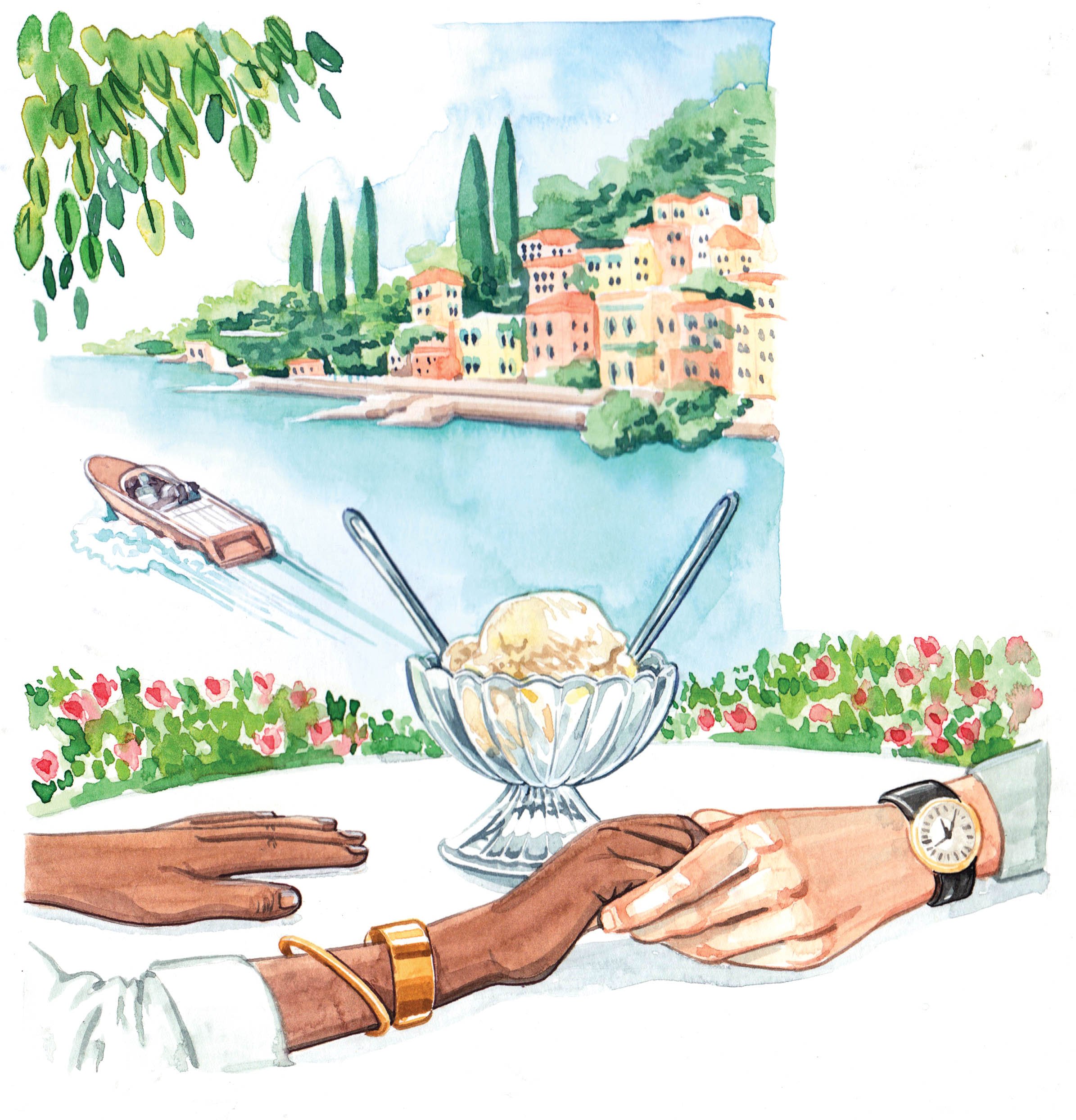 romantic meal watercolour illustration by Willa Gebbie