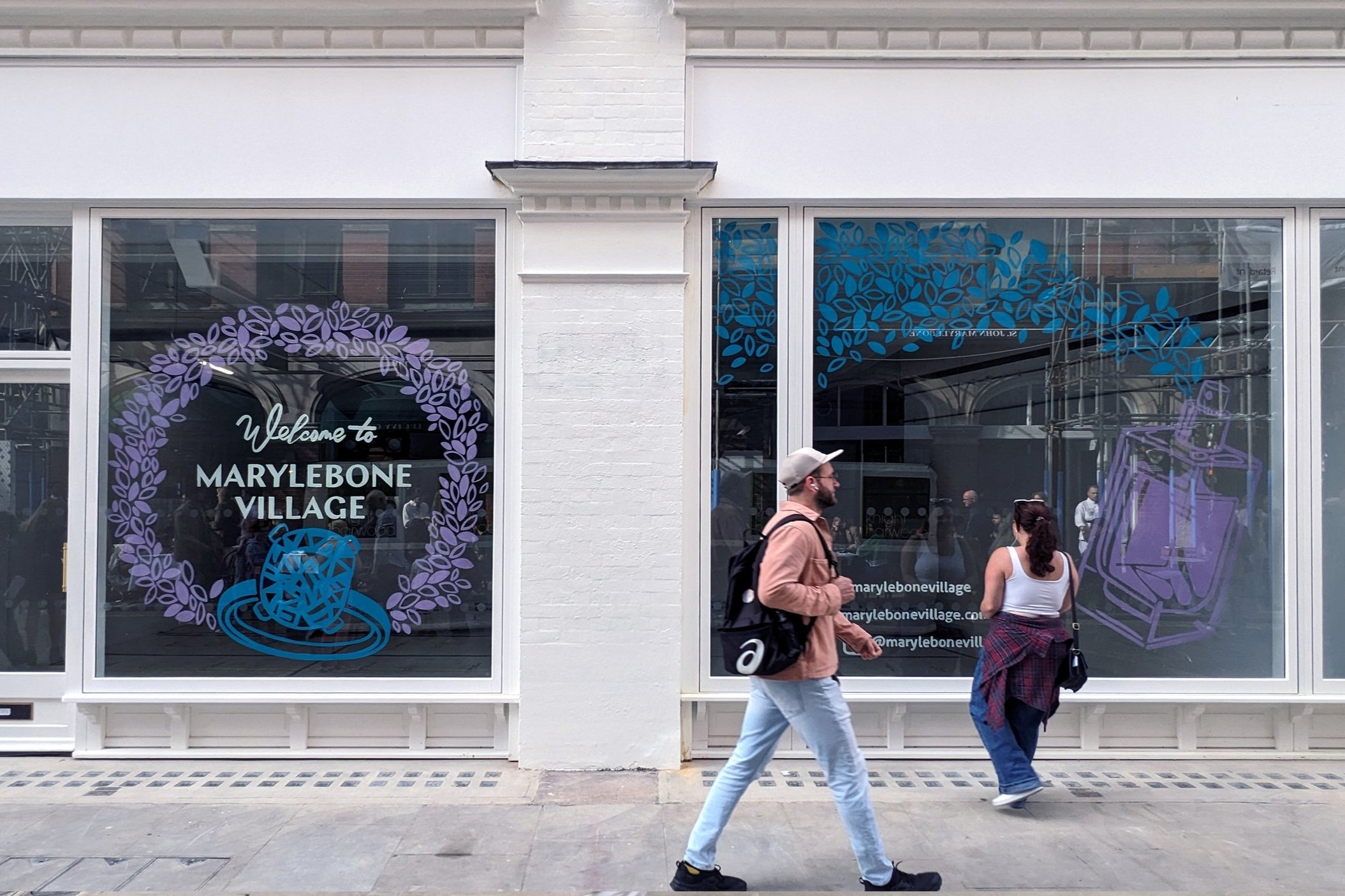 Window Painting Marylebone London by illustrator Willa Gebbie