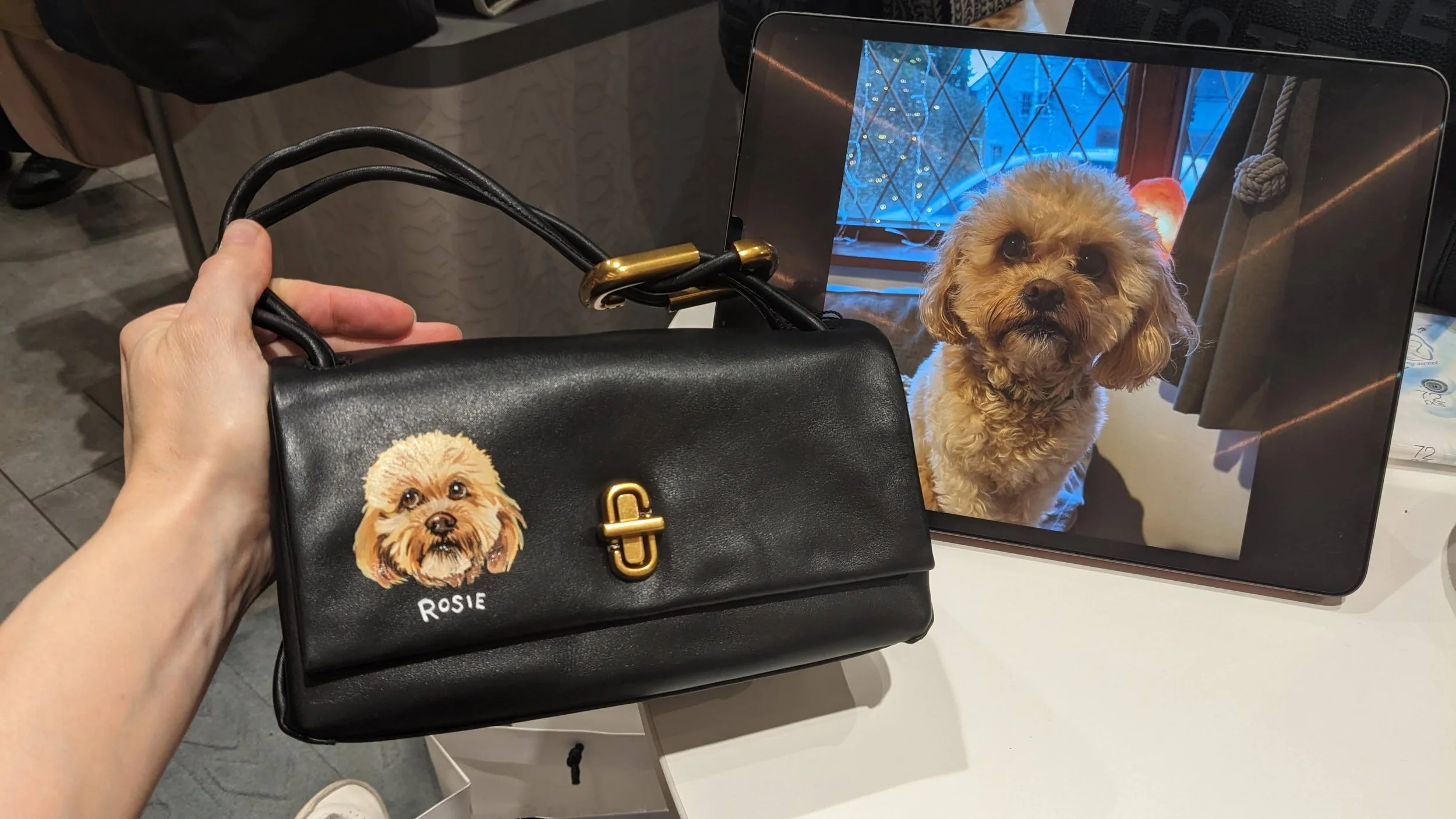 Leather painting - pet portraits for Marc Jacobs