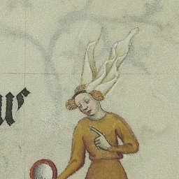 This lady is so fashionable, she even has a medieval glam fan. ;-) Grandes Heures de Jean de Berry , f48r. Bibliothèque nationale de France
