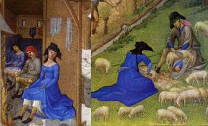 Detail of February (right) and July (left), Tres Riches Heures du Duc de Berry.