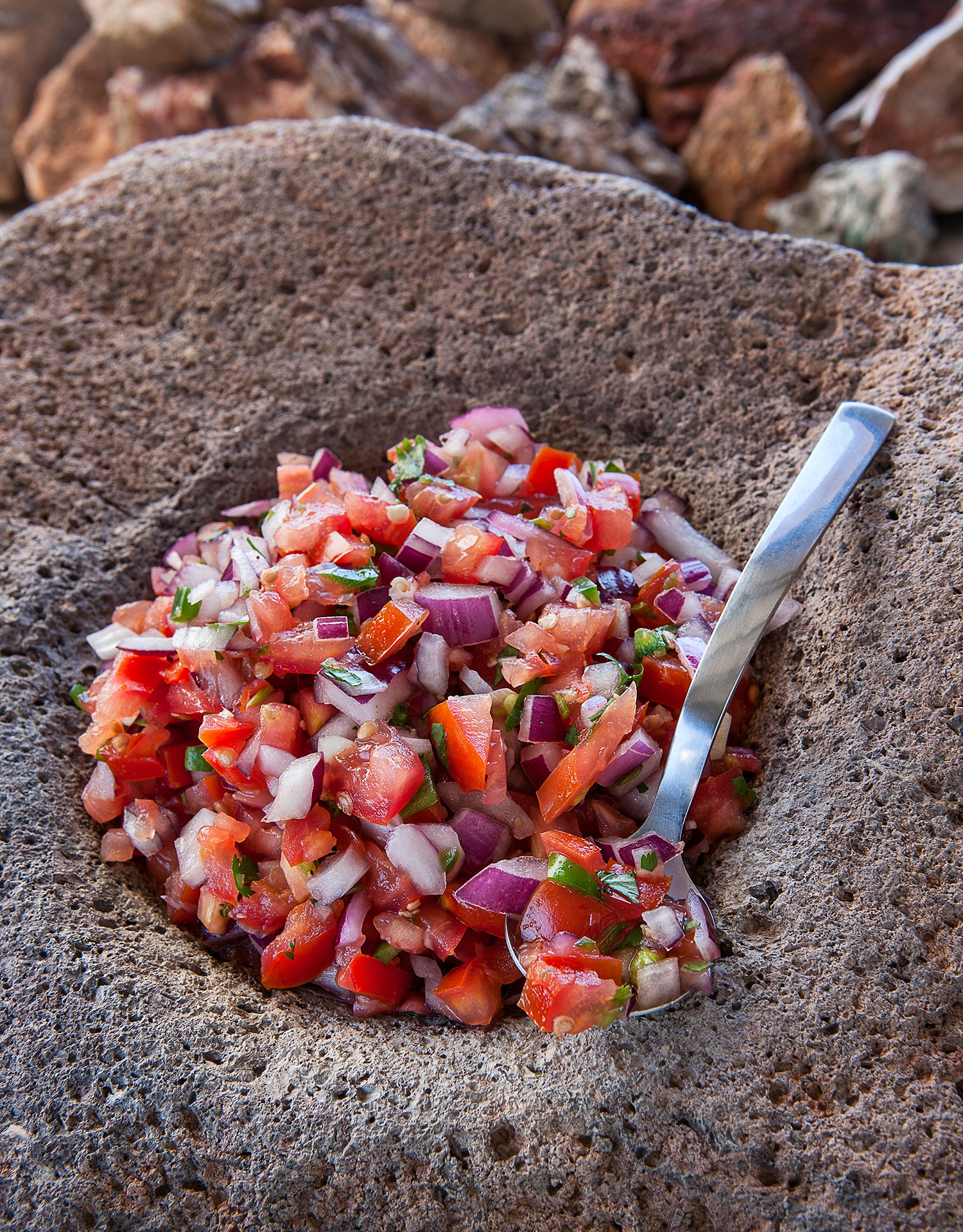 Salsa in grinding stone
