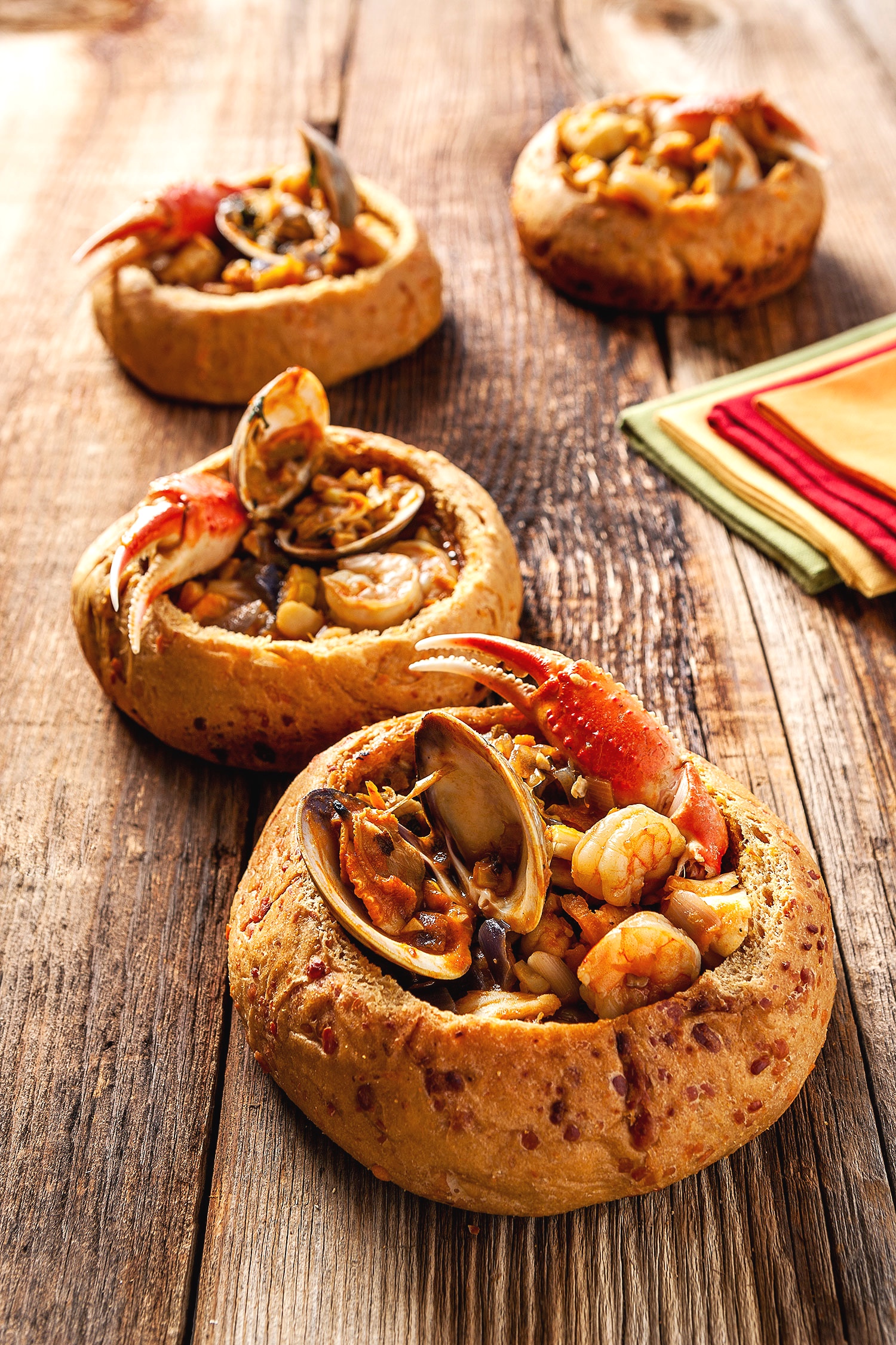 Fish stew in a bread bowl