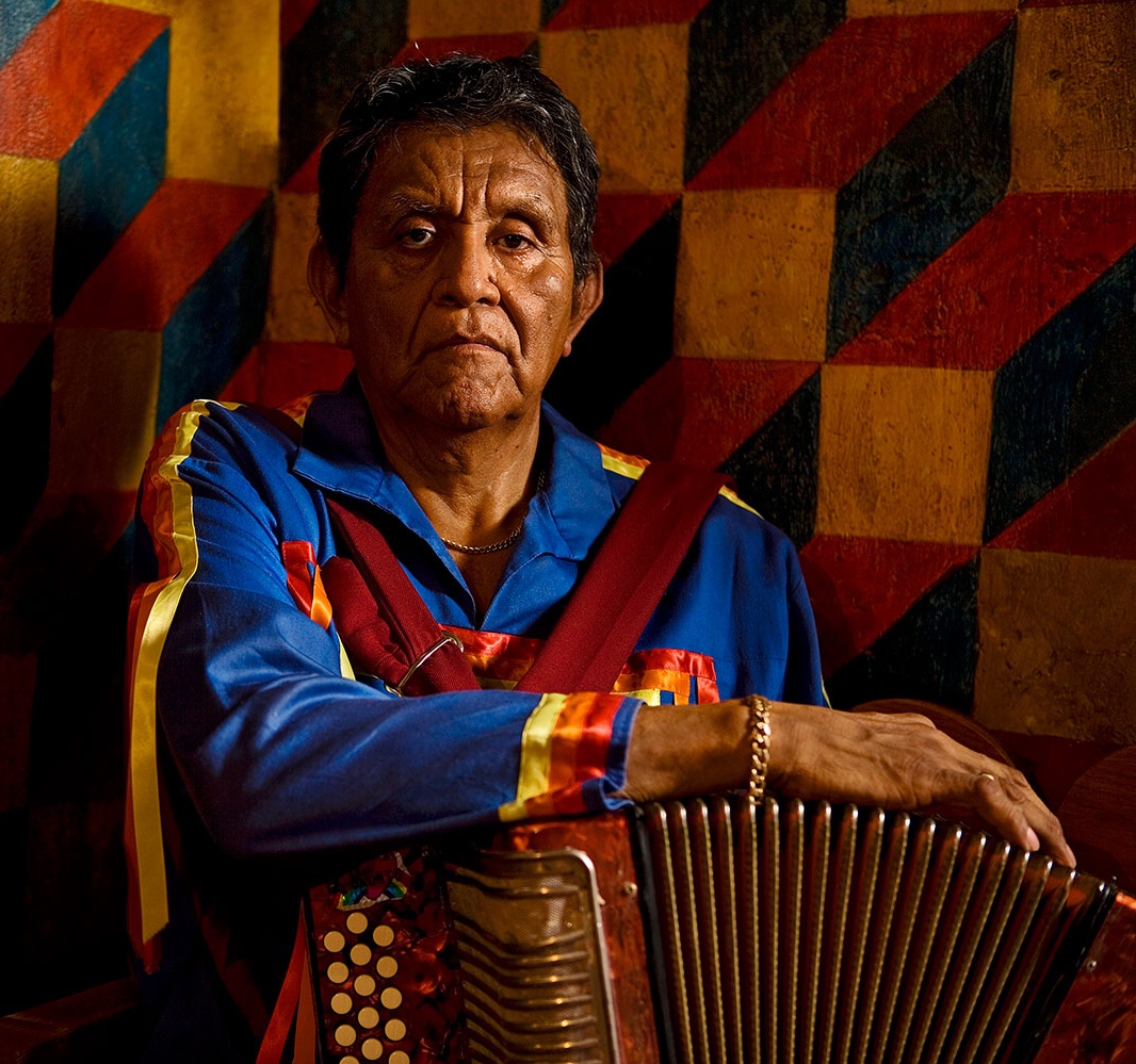 Native American musician in San Xavier mission