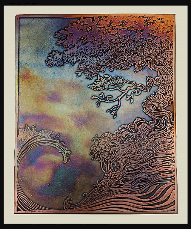 Rainbow Fibonacci Tree.
Chemically etched copper panel colored by fire and patina.
Available at my website. Link in bio.
Free shipping anywhere in the USA.  #nicholasknudsoncopper