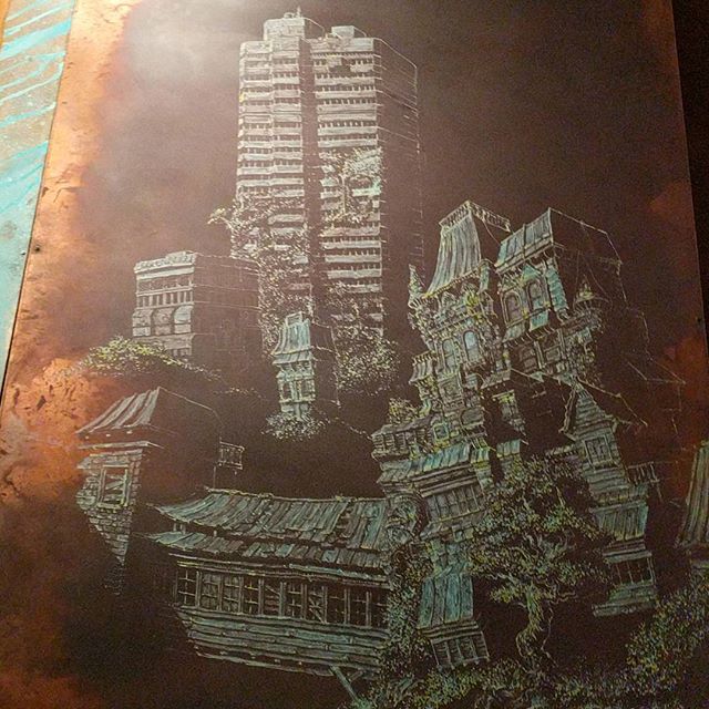 Wip for @1720la #nicholasknudson #copper #copperart #copperpainting #patina #fireandacidoncopperpanel #losangelesartist #dtla #nicholasknudsoncopper