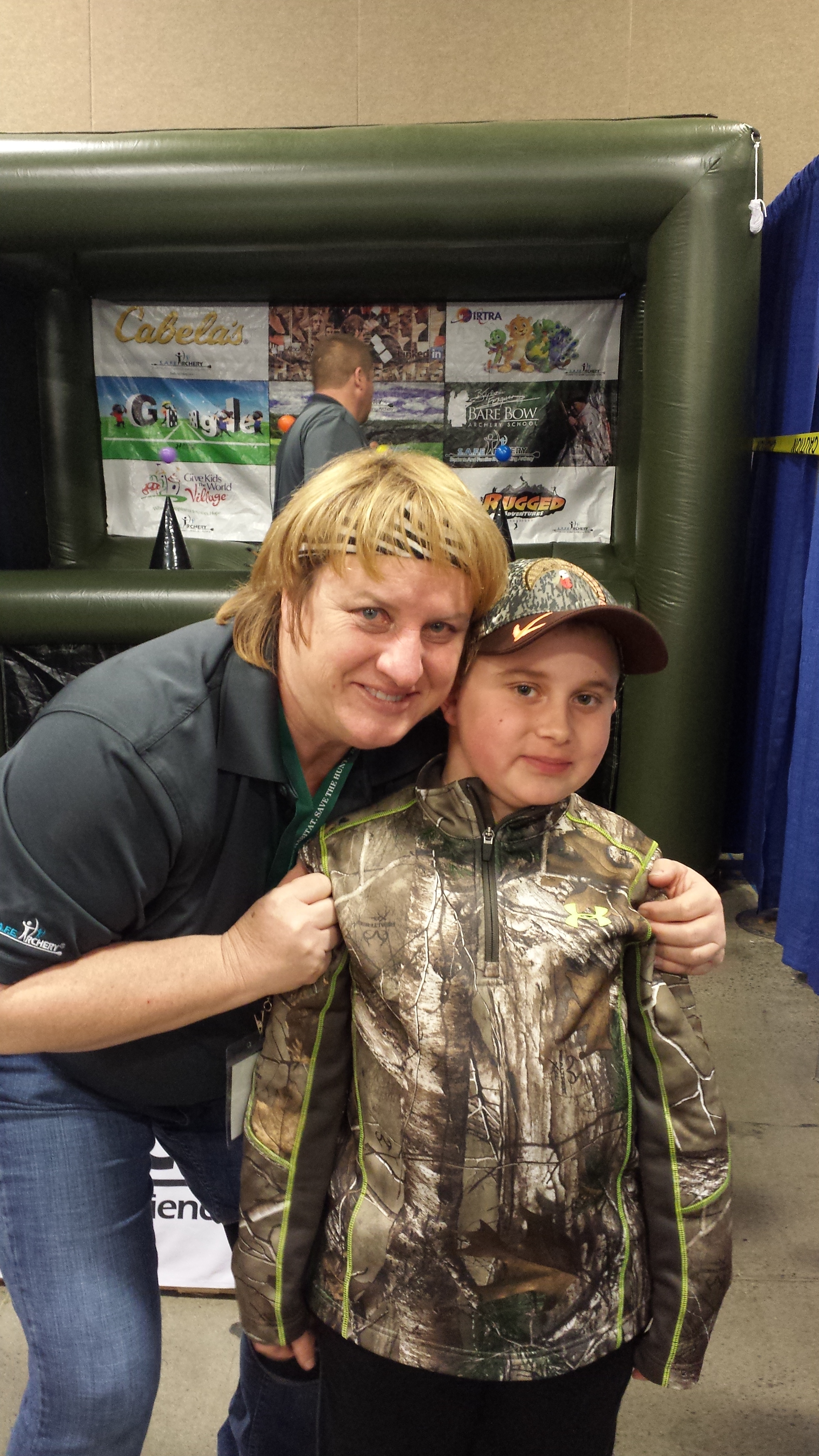 Braedan and good Friend Joella Bates. Joalla, a Champion Archer is the only woman to have shot the Big 5 in Africa with her bow.