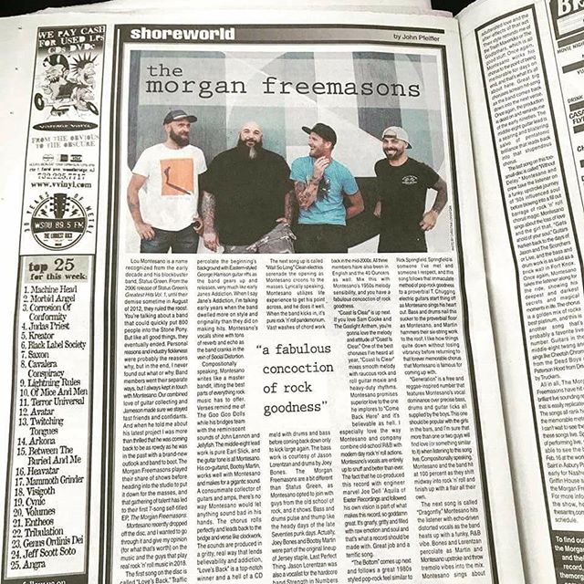 Congrats to the @themorganfreemasons for the sweet write up about their new record at @theaquarianweekly ! &quot;There's a blurb about me in there. A blurb?! Youre a blurb check out the cover idiot&quot; #exeterrecordings&nbsp;#rocknroll #recordingst