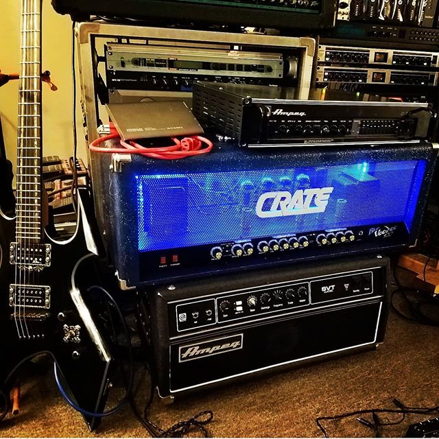 That one time I didnt hate Crate. Thanks Cannibal Corpse! Also thanks to @degrader_blackmetal for the sweet new tv set up! Goodbye old huge tv, hello playstation and finally hooked up Sega. Simmons you god. #exeterrecordings#blackmetal #ampeg #recordingstudio #recording#audio #music #musician #musicians #studiolife#metal #deathmetal#drums #guitarplayer#bass #guitar#keyboardist #massive #drummer #guitarist#groove #distortion#bands #musicislife #jamming#hardcoremusic#percussion #indierock#bassist #bassplayer