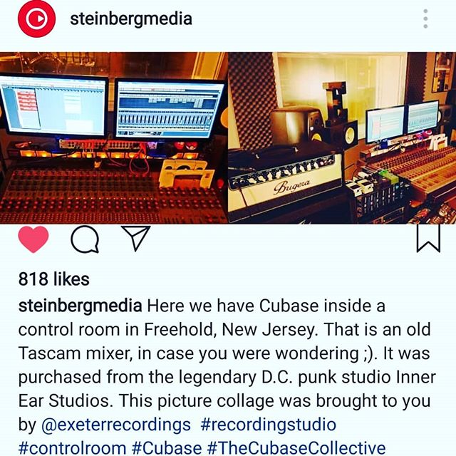Thanks @steinbergmedia for showing the studio some love! Been spreading the cubase gospel for years! #exeterrecordings #punk #recordingstudio#recording #audio #music #musician #musicians#studiolife #rock #drums #singer #guitar #artist#indierock #drummer #guitarist #hardcoremusic#guitars #life #bassist #bands #vocals#sound #percussion #mixer #cubase#studio#vocalbooth #acoustic