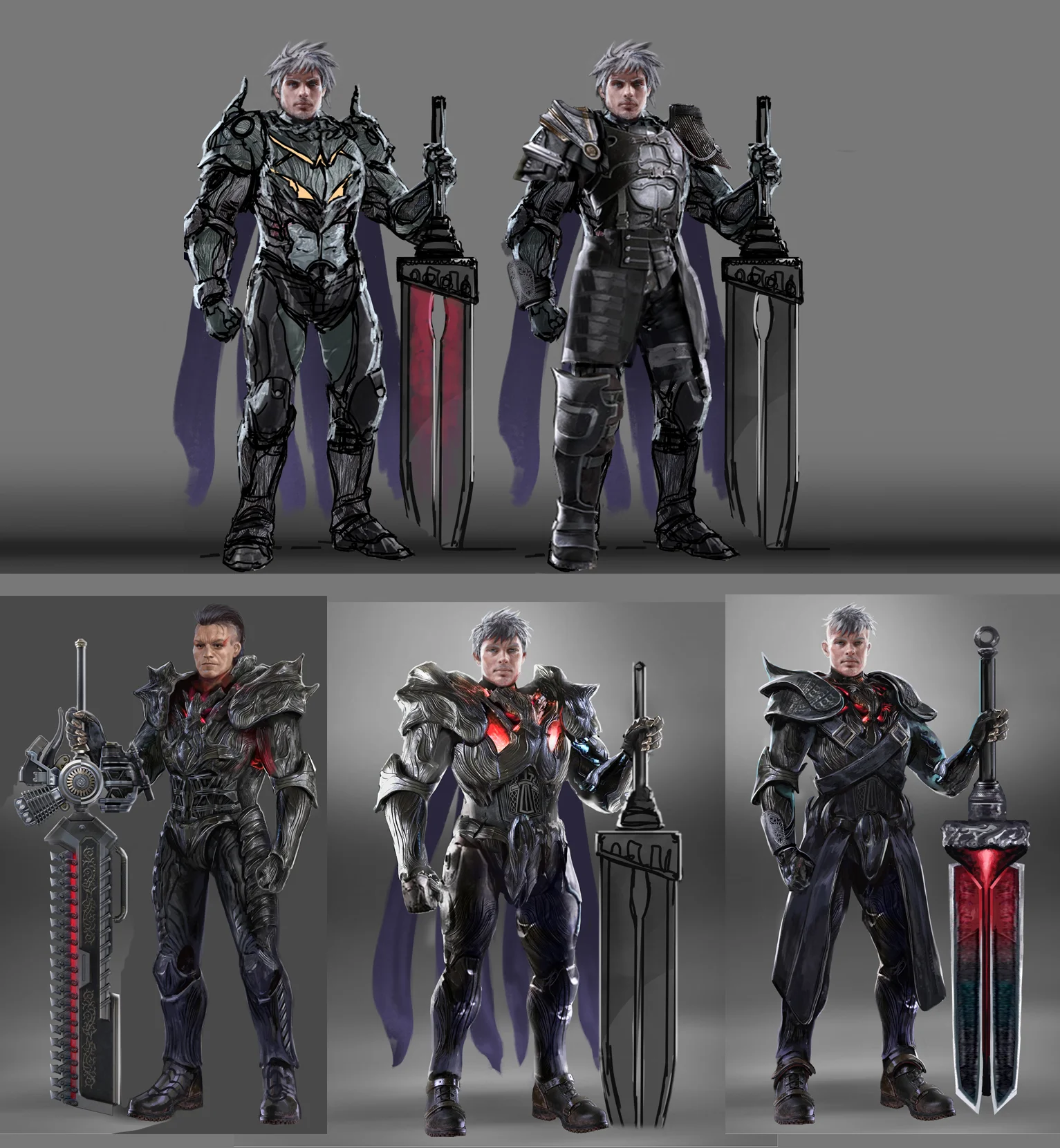 Art by Ryan Lee. Early explorations for a 'Dark Knight".