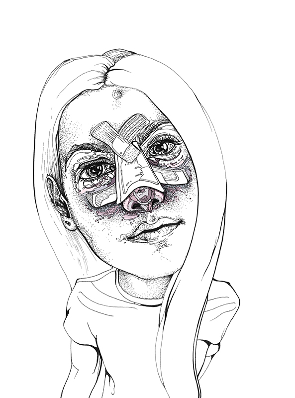 pen on paper with digital color