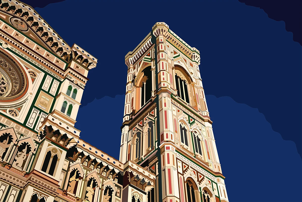 colorized digital illustration of The Duomo
