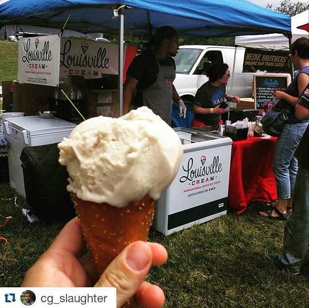 Darryl and Lynette scooping up vegan and dairy treats alike (with our vegan option in the foreground). Thanks to @cg_salughter for the great Instagram pic!