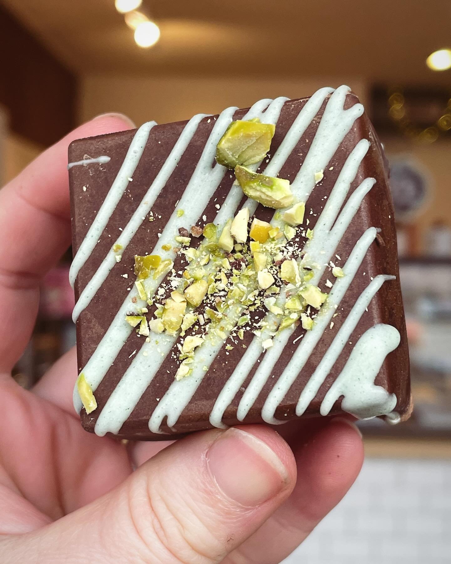 Have you tried a Dubai Chocolate yet? We&rsquo;ve got lil baby Dubai bars made in house by our powerhouse of a kitchen! Inside is shredded toasted phyllo dough, pistachio cream, and tahini - covered in chocolate and pistachios #keepitcreamy 

#dubaic