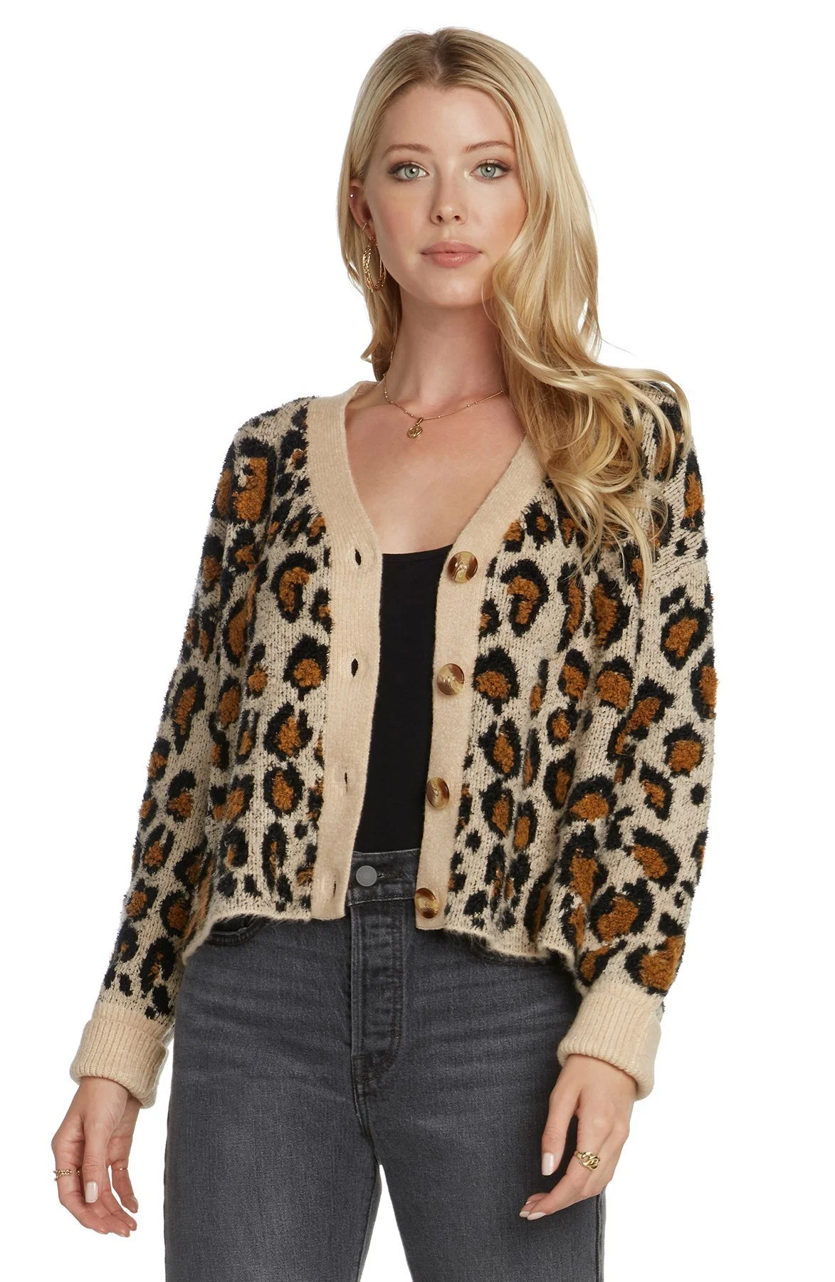leopard cropped cardigan
