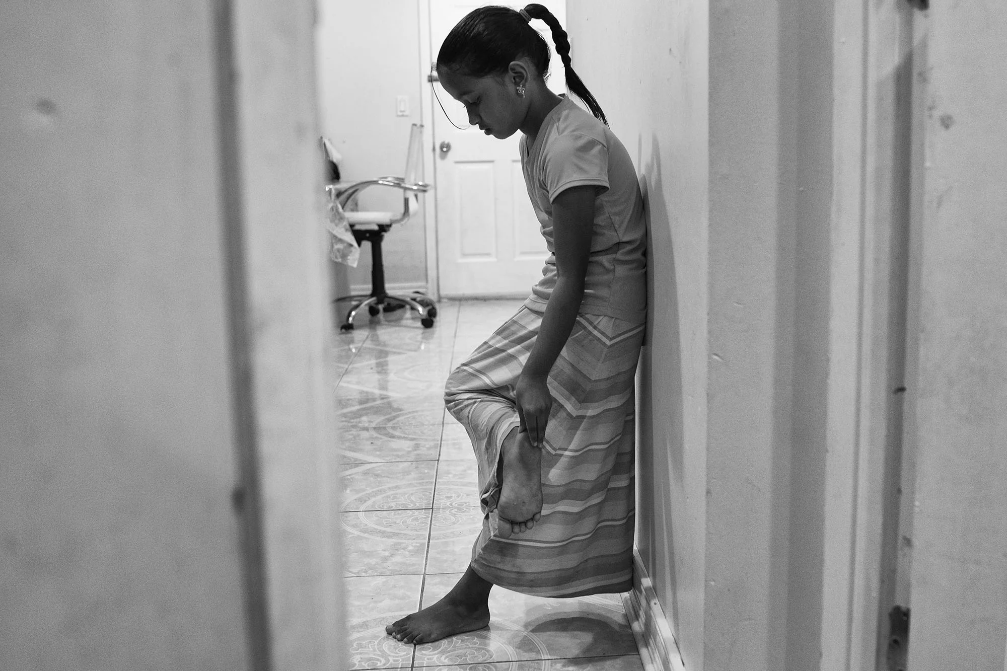 Lala Begun, 7 years old, was only three years old when she left Myanmar with her pregnant mom and younger sister. Usually talkative, she's turns quiet at mention of the boat ride that brought them to Thailand and then detainment camp. She remembers there were other kids. She remembers her mother was sad, so she tried to make her happy by caring for her younger sister. 
