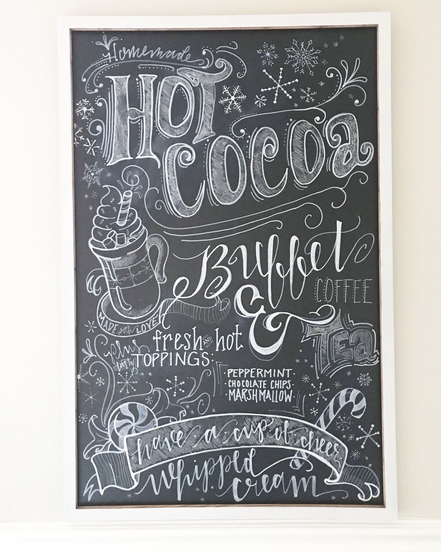 HOT COCOA BUFFET Handdrawn Signage on Chalkboard