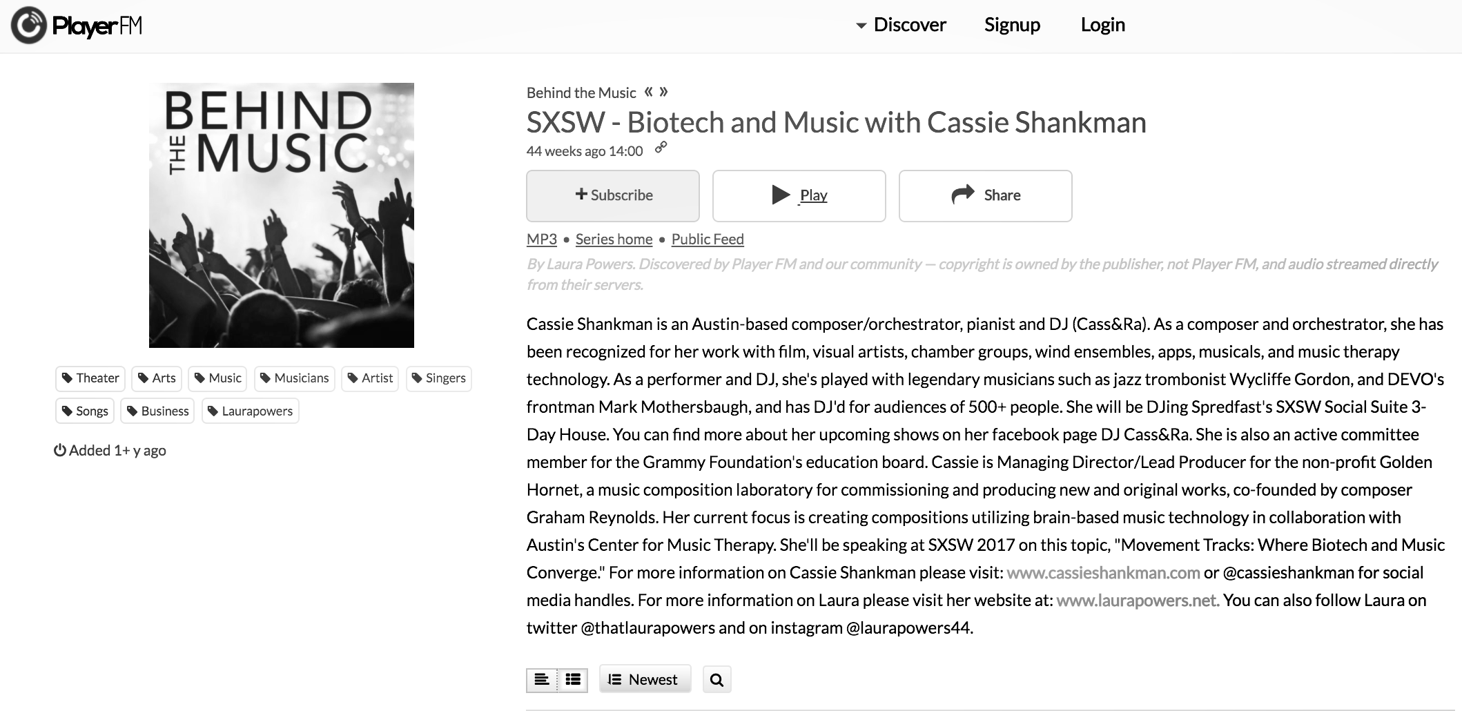 FOR BEHIND THE MUSIC PODCAST