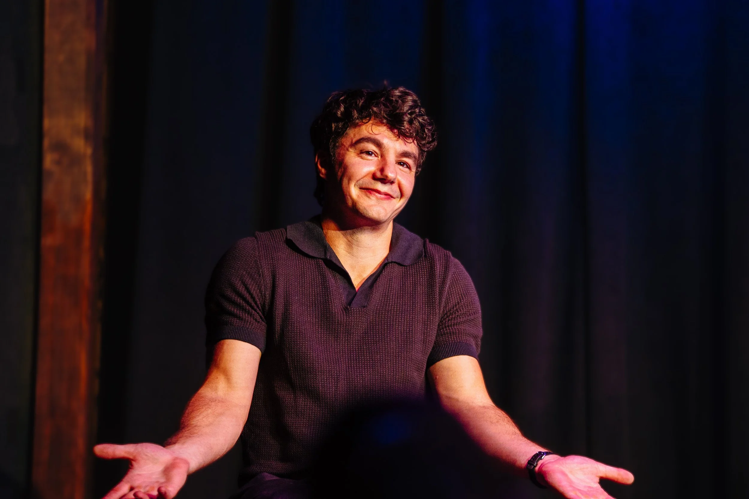 Paul Skye Lehrman, a New York based actor, performing on stage in a live theater production.