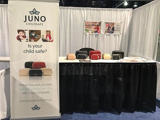 Ready, set up, almost go time at the Las Vegas ABC Kids Expo. No selfies today though. After travelling almost 20 hours door to door, I'm channelling the morning-after scenes from The Hangover. #junochildsafe #abckidsexpo17 #lasvegas #readysetgo #sha