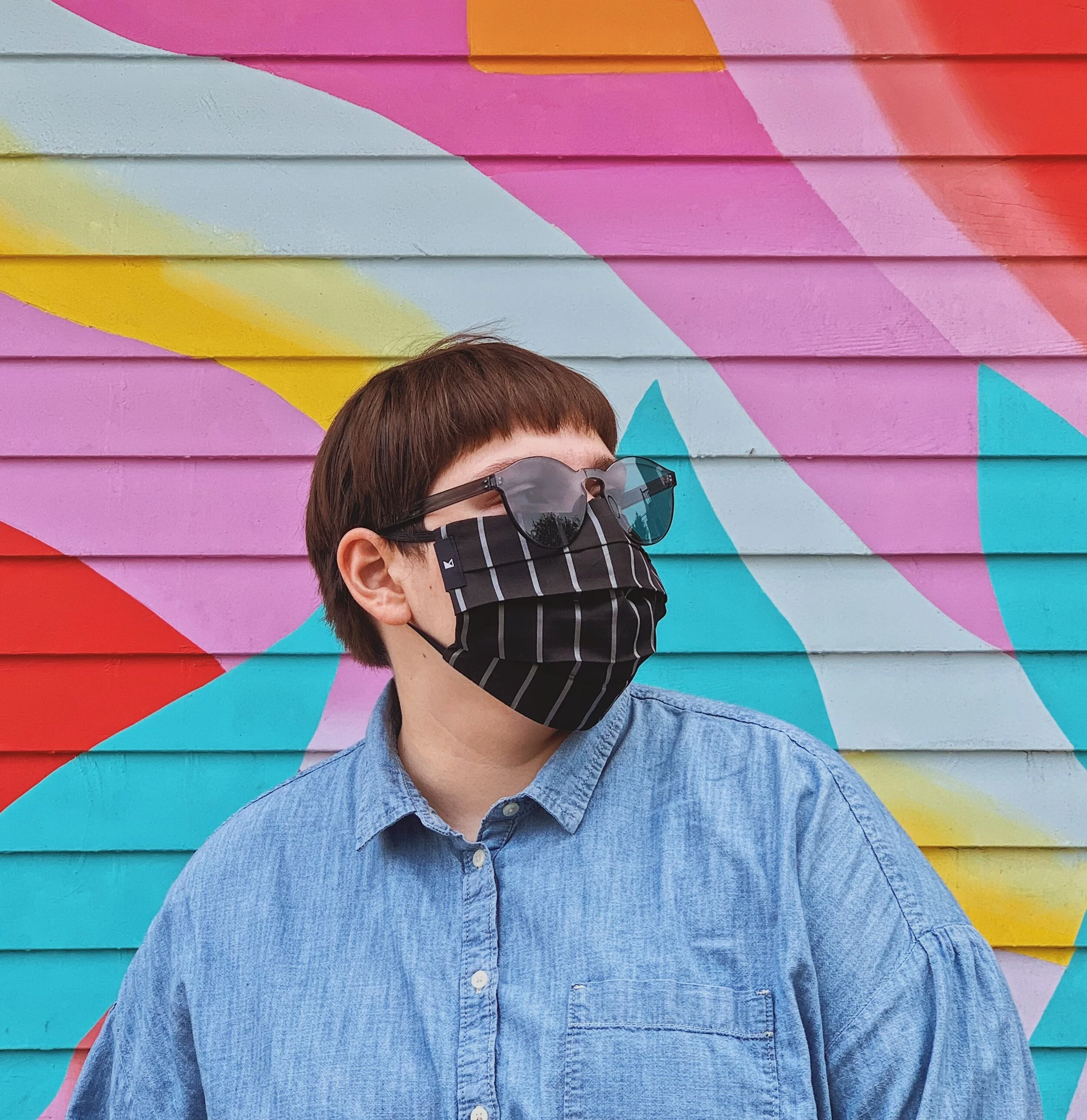 Pleated Mask - Pinstripe Black_1.JPG