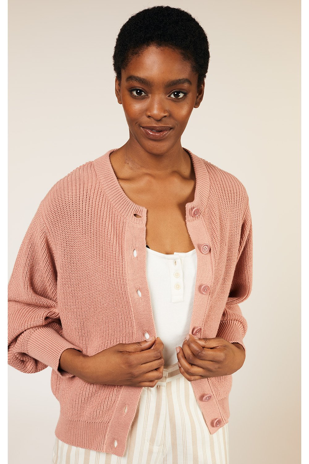 BRIDGET CARDIGAN IN PINK — LORE COLLECTION
