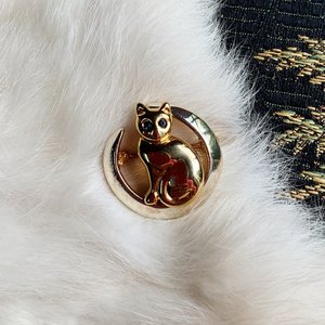 Broche Chat En Métal Doré - Vintage, Occasion En Super état, Sans Marque