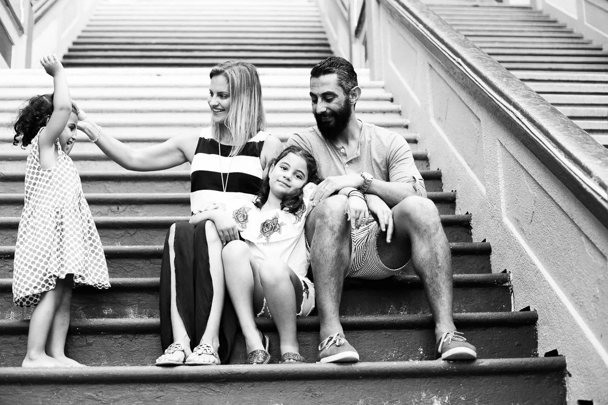 A family portrait in black and white in Kuala Lumpur