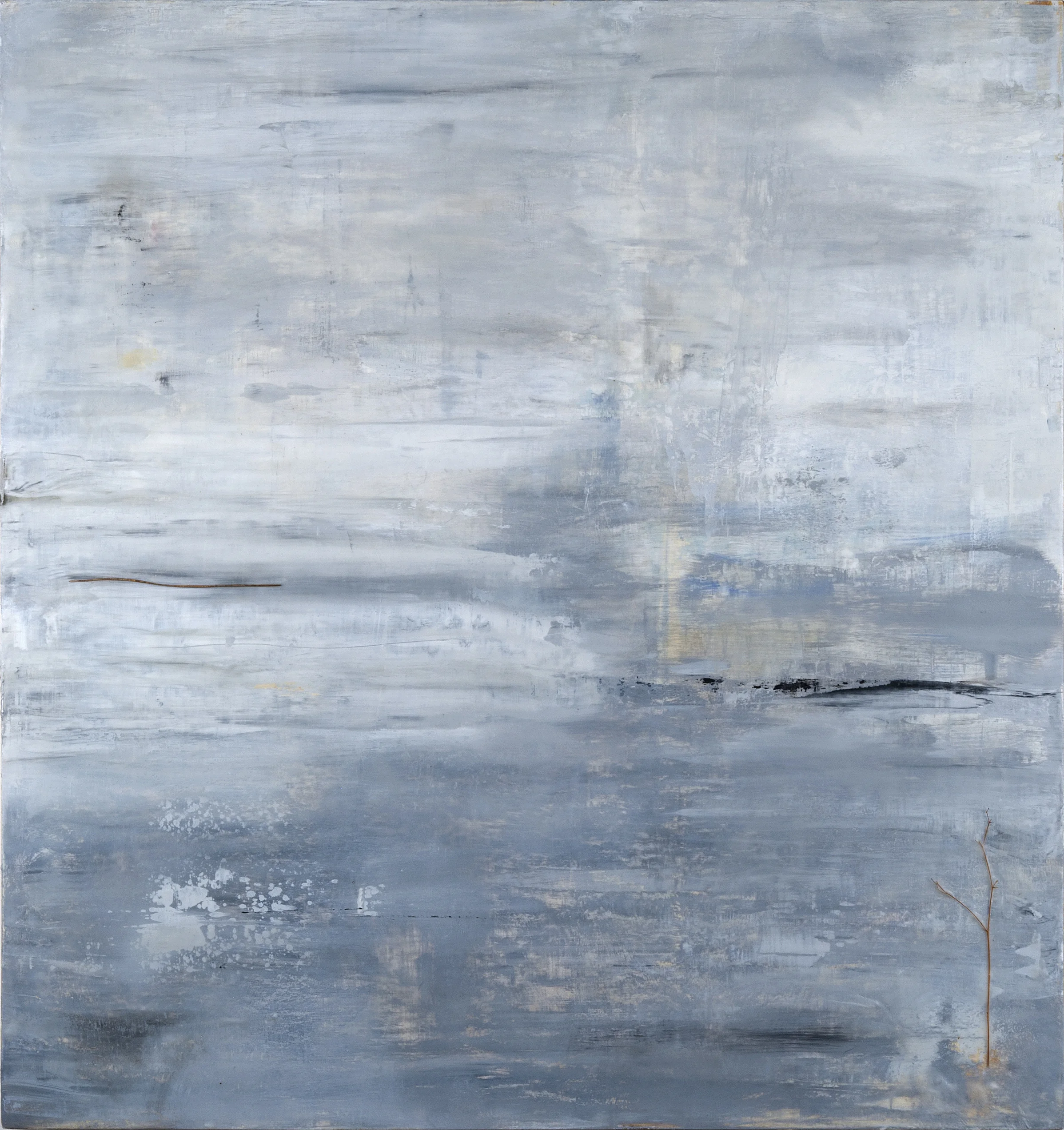  Still Grass Frond  2012  oils, encaustic and found material on panel  32" x 30" 