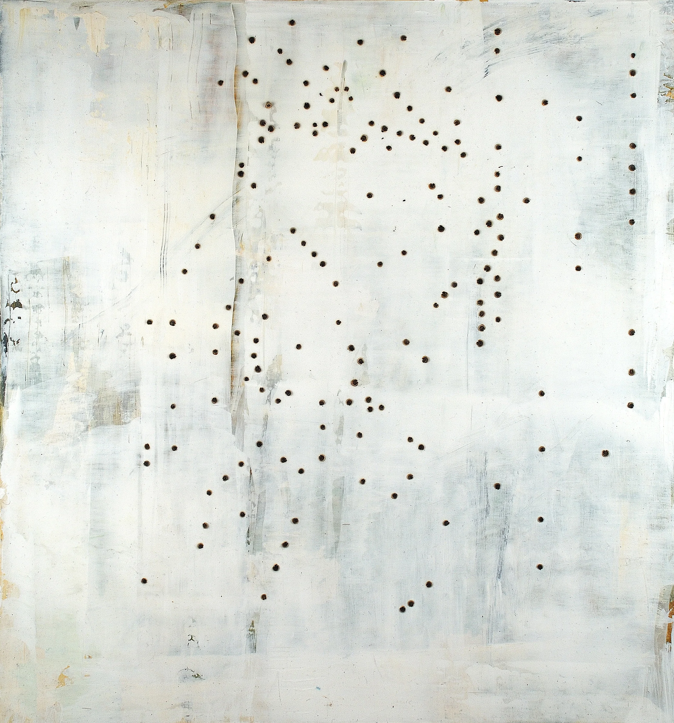 Vectors and Graphs  2008  oils, plant material, encaustic on panel  32" x 30" 