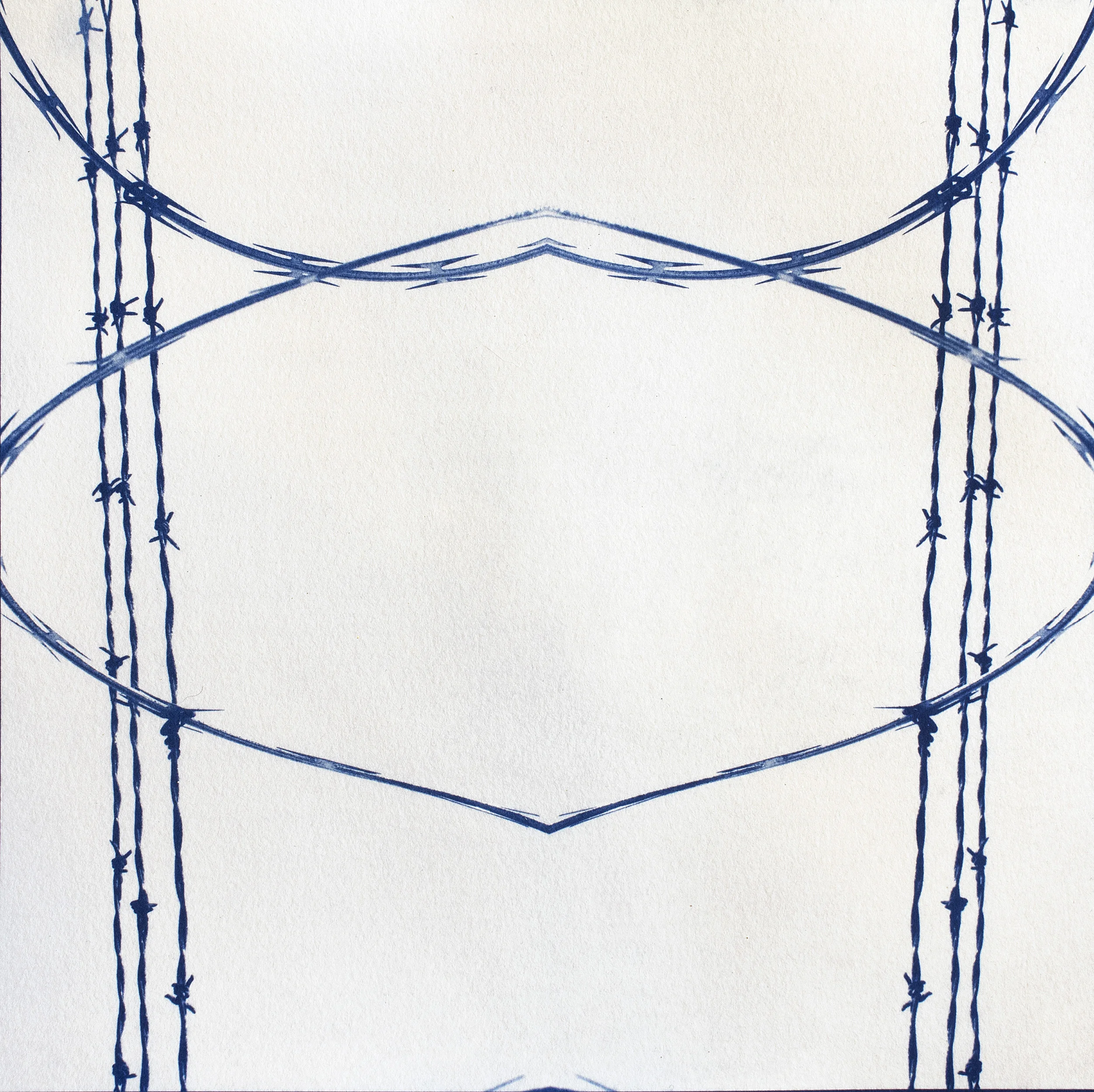 Concertina Wire Ballet  2017  cyanotype on Arches Watercolor paper 