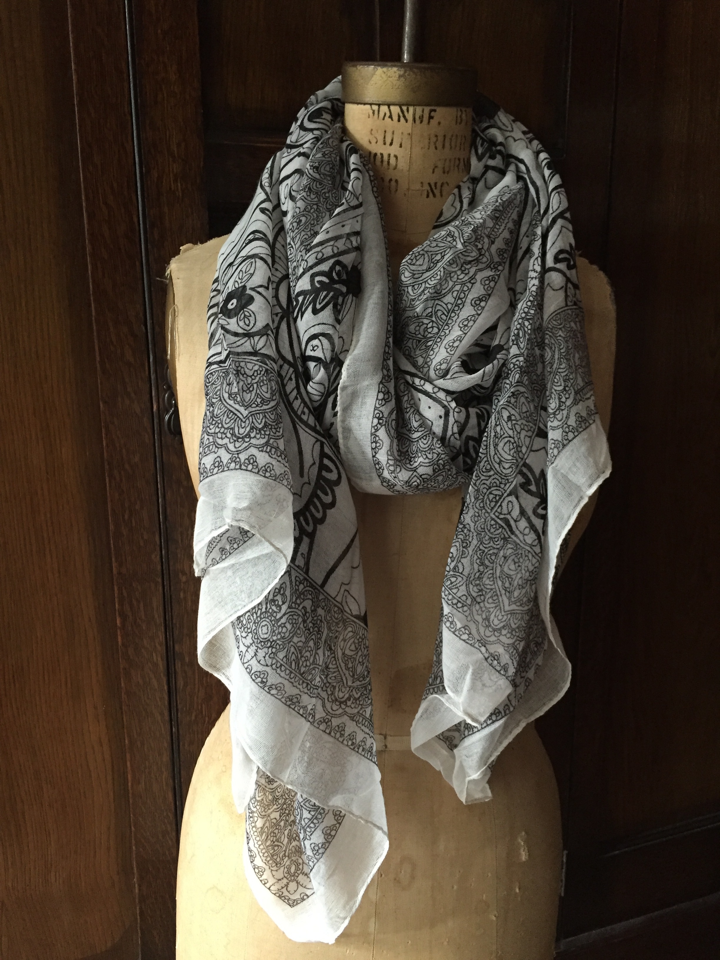 Luxe White Floral Scarf