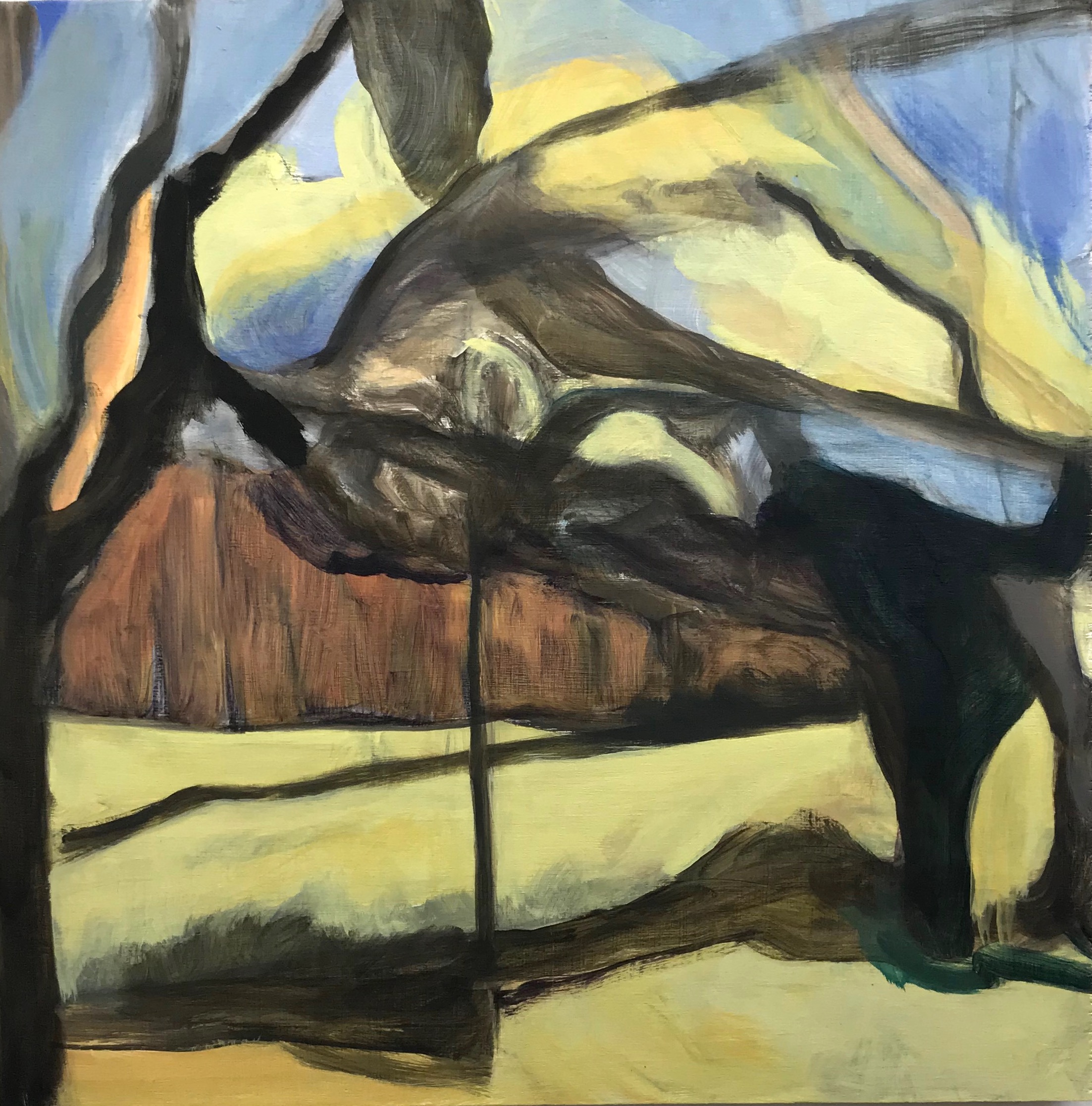 Walking Place, Oil on Board 40 x 40 cm