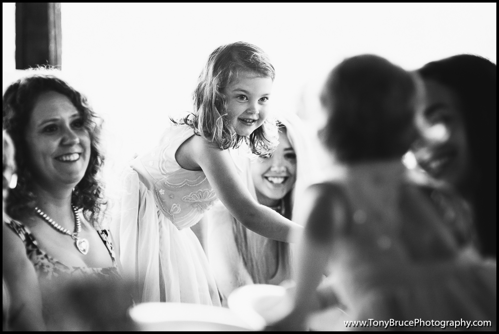 The younger guests were as good as gold waiting for the arrival of the bride.