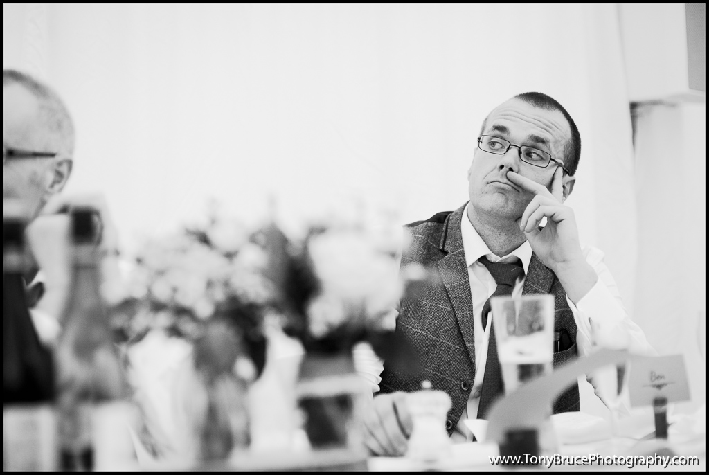 Ben - Dany's brother and best man looks on disapprovingly as Dany divulges some embarrassing childhood shenanigans. 