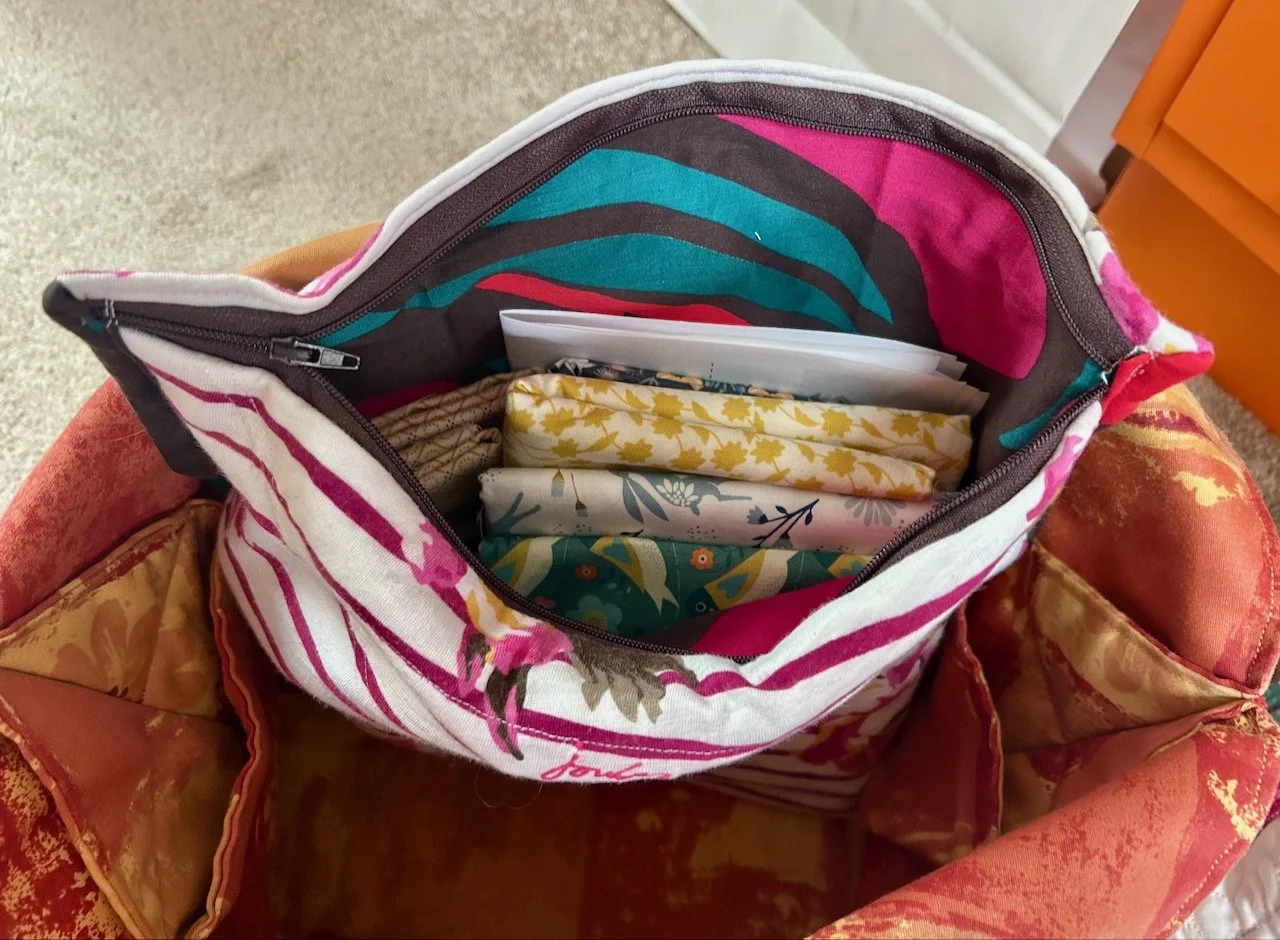 last month it was a t-shirt, this month it's a project bag - and in use