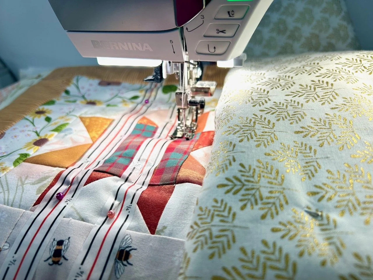 Using tape to guide my quilting stitches
