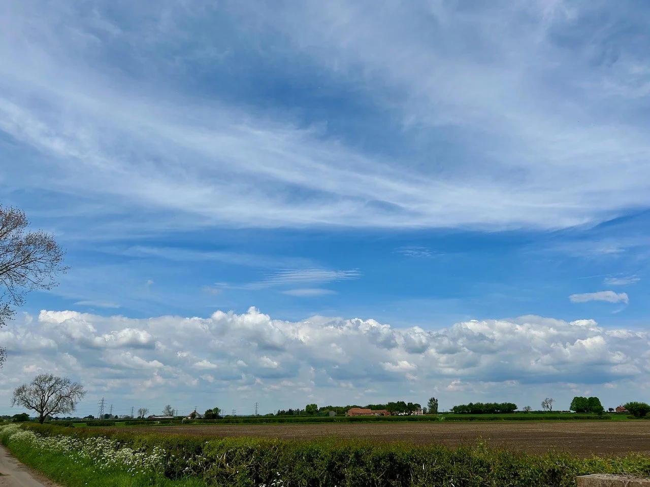 Different types - and stripes - of clouds looking towards Newark