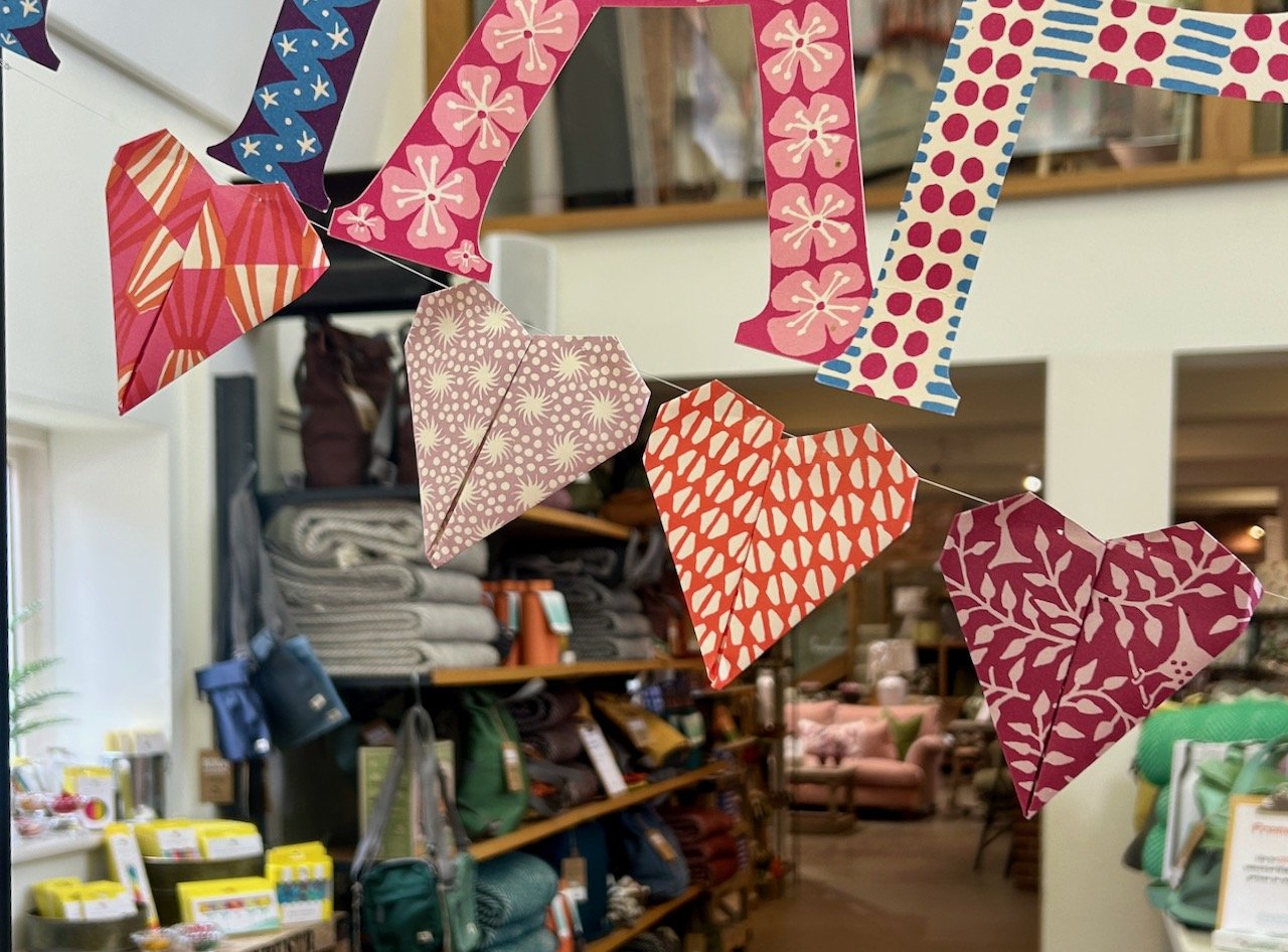 A paper heart garland