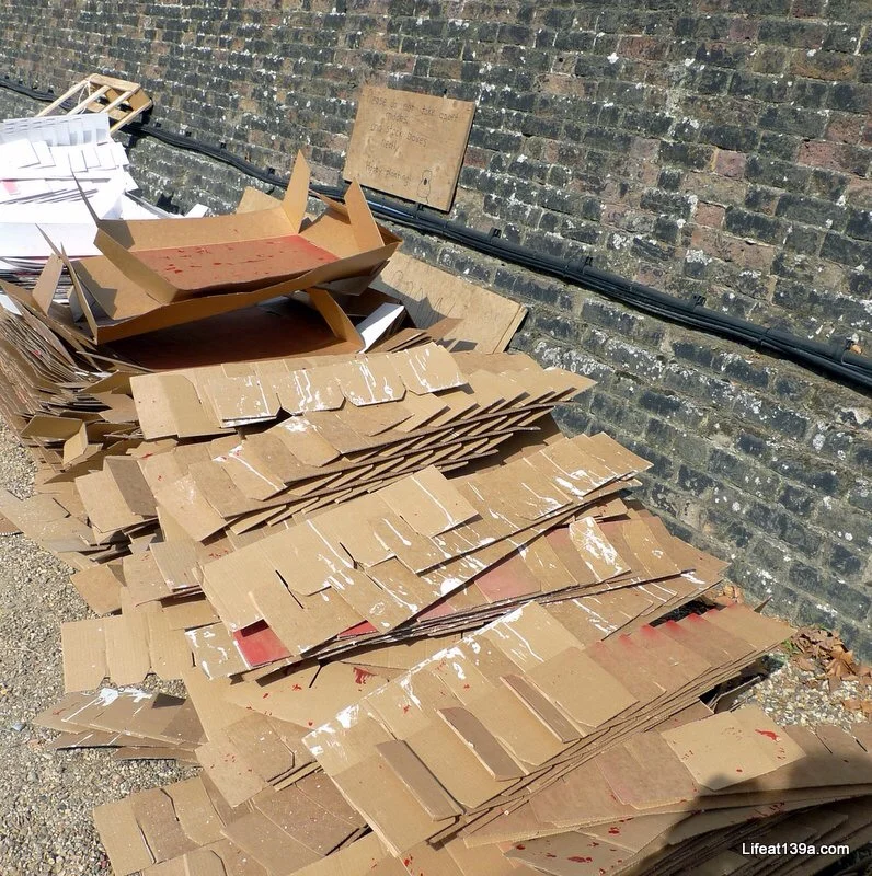The empty poppy boxes were returned to the workshops and used to deliver more poppies to the moat