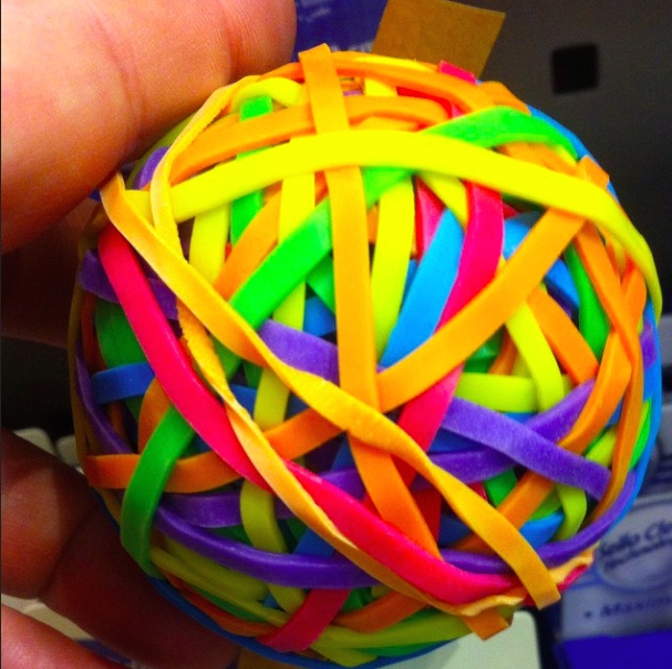 DAY 16: HAPPY - A READY MADE RUBBER BAND BALL
