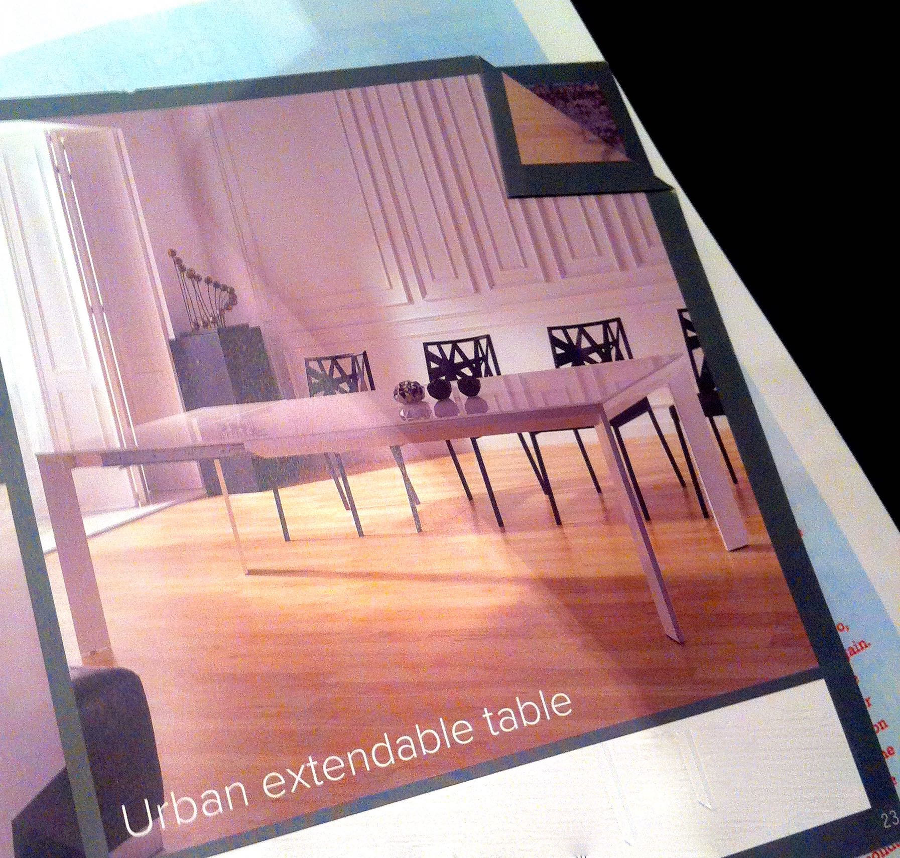 THE DINING TABLE WE'VE ORDERED, WHICH ISN'T WOOD...