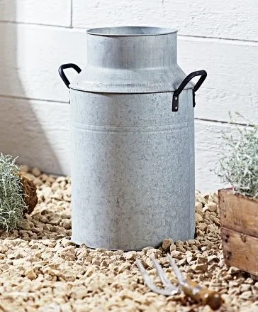 AGED ZINC MILK CHURN, PHOTO CREDIT COX &amp; COX