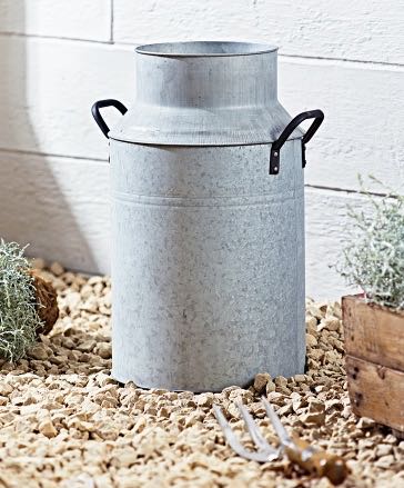 AGED ZINC MILK CHURN, PHOTO CREDIT COX & COX