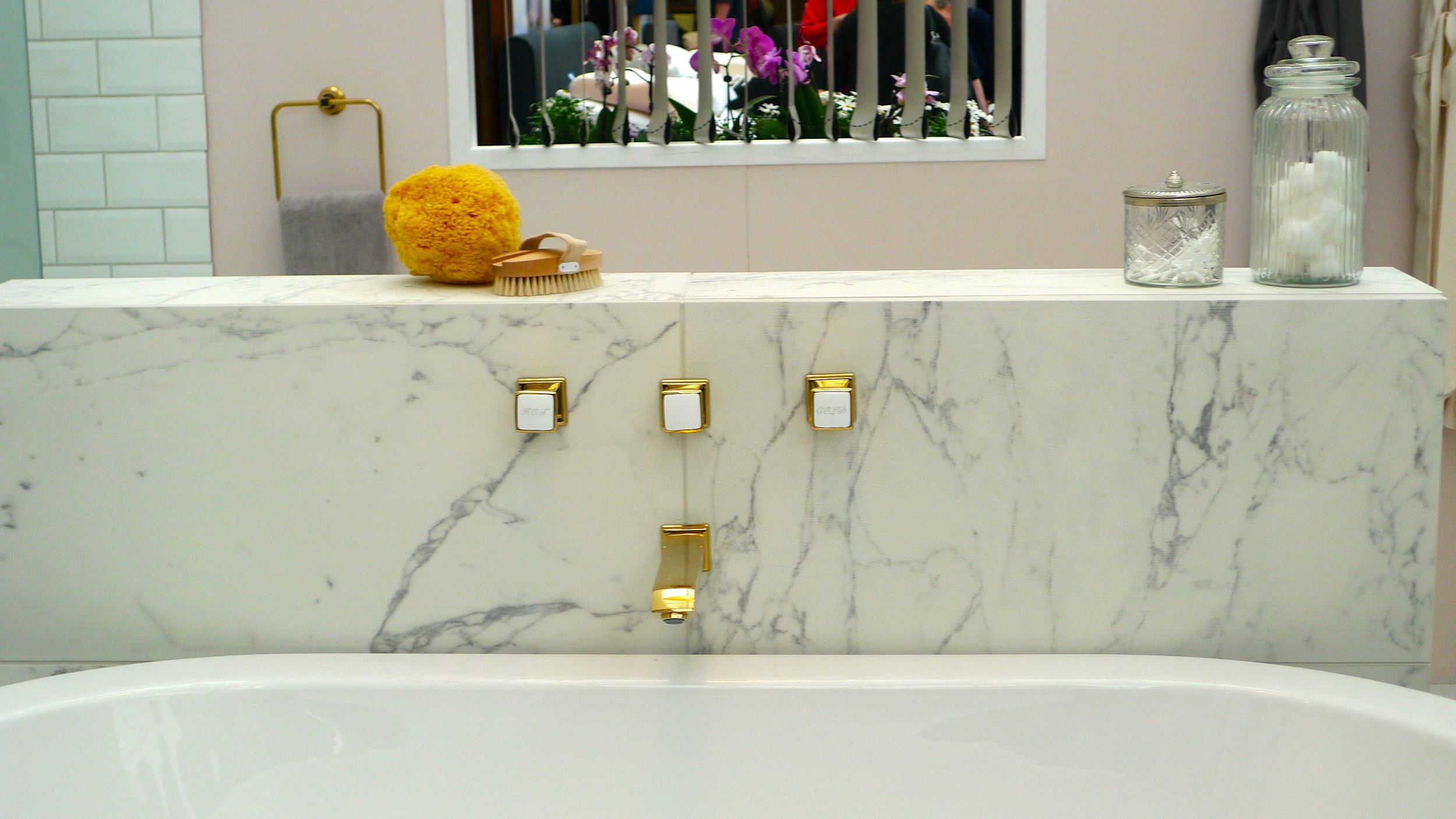 bath taps and marble