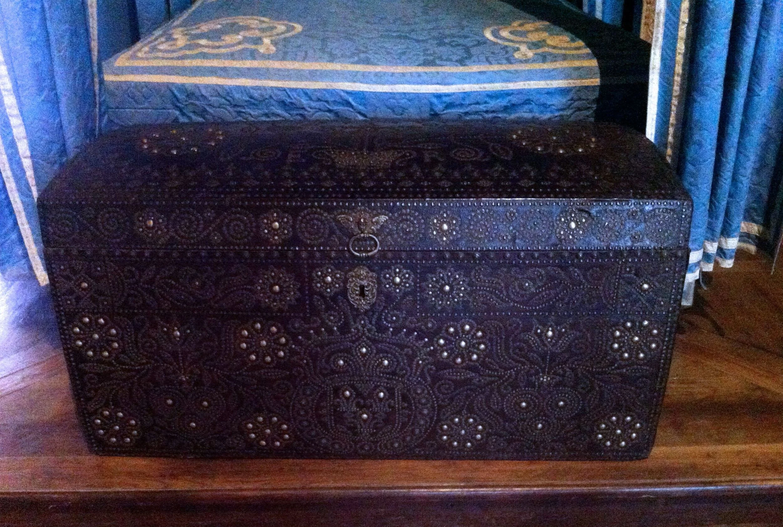 An ornate leather studded chest