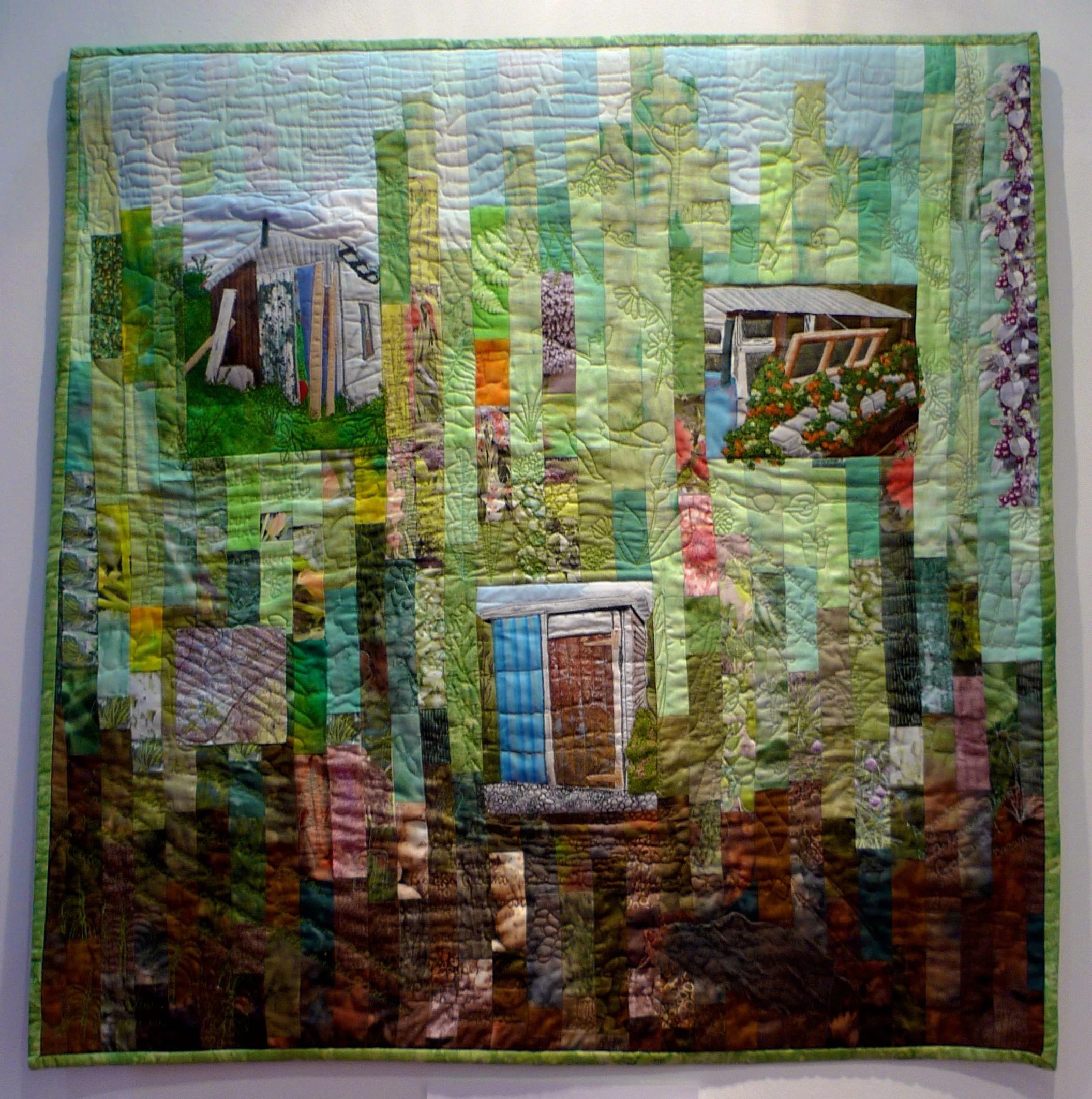 A quilted allotment plot - and it's got a shed!