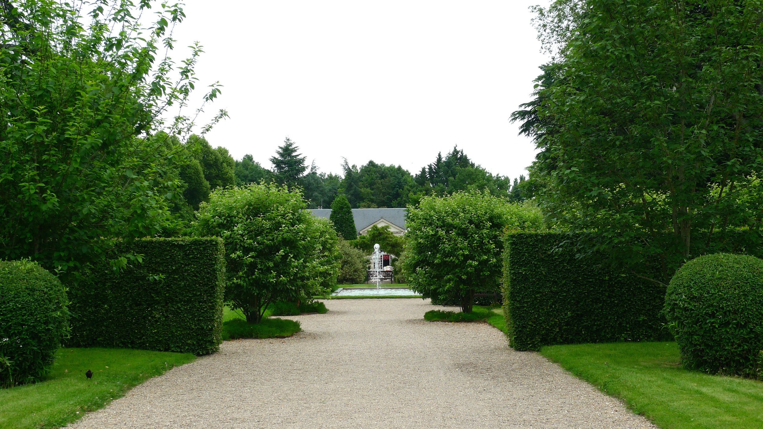 Leaving the chateau heading towards the Orangerie at Cheverny