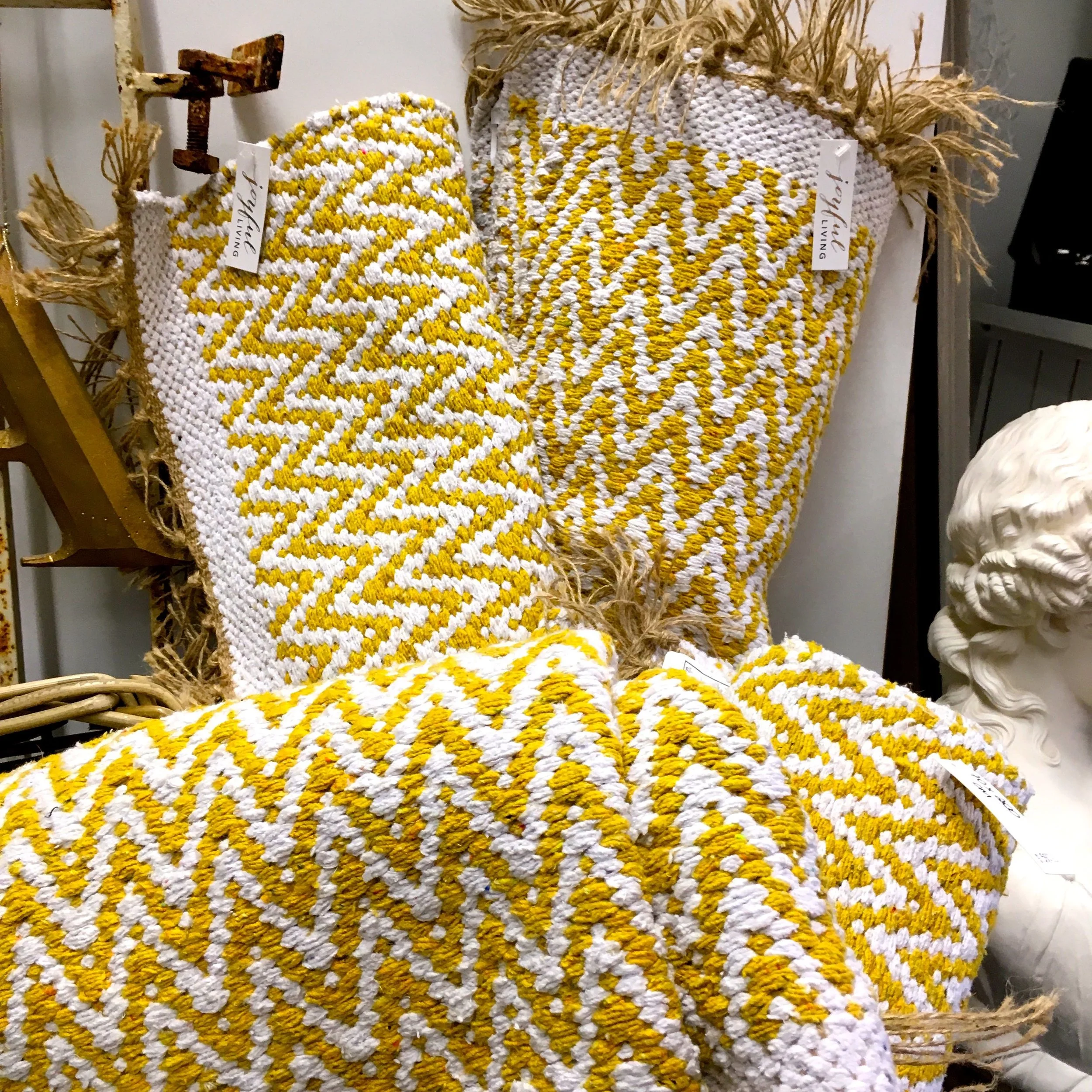 Yellow zig zag rugs